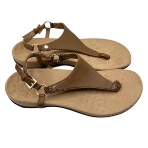Vionic Kirra Thong Sling Back Sandal Women's 8.5 Cognac Arch Support Cushioning